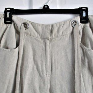 Larry Lavine Summer/Spring Beige Pants  Linen/Rayon, Wide Leg, Tie Belt Size 8